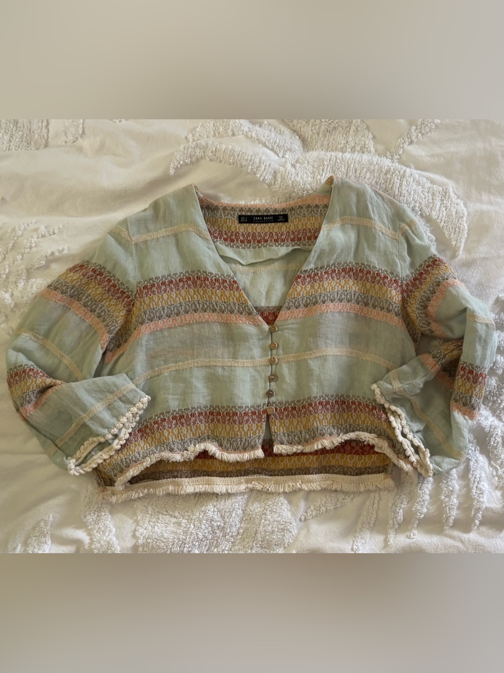 Zara Pastel Striped Button-Front Blouse - Picture 15 of 15